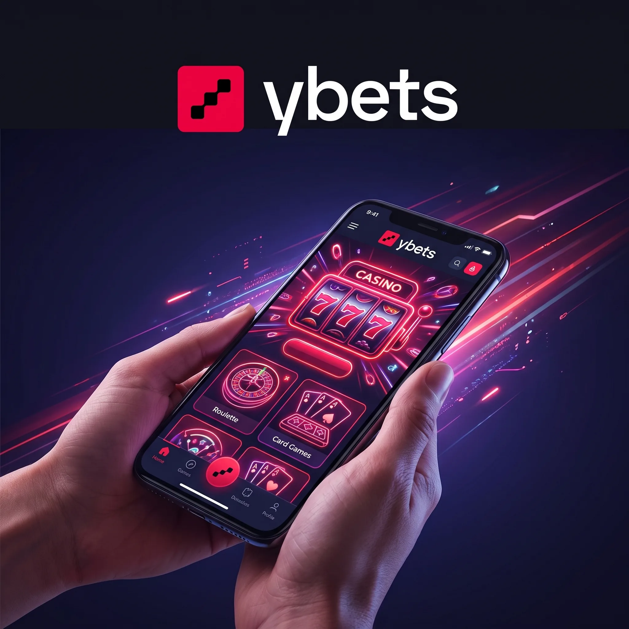 Ybets Casino mobile browser illustration